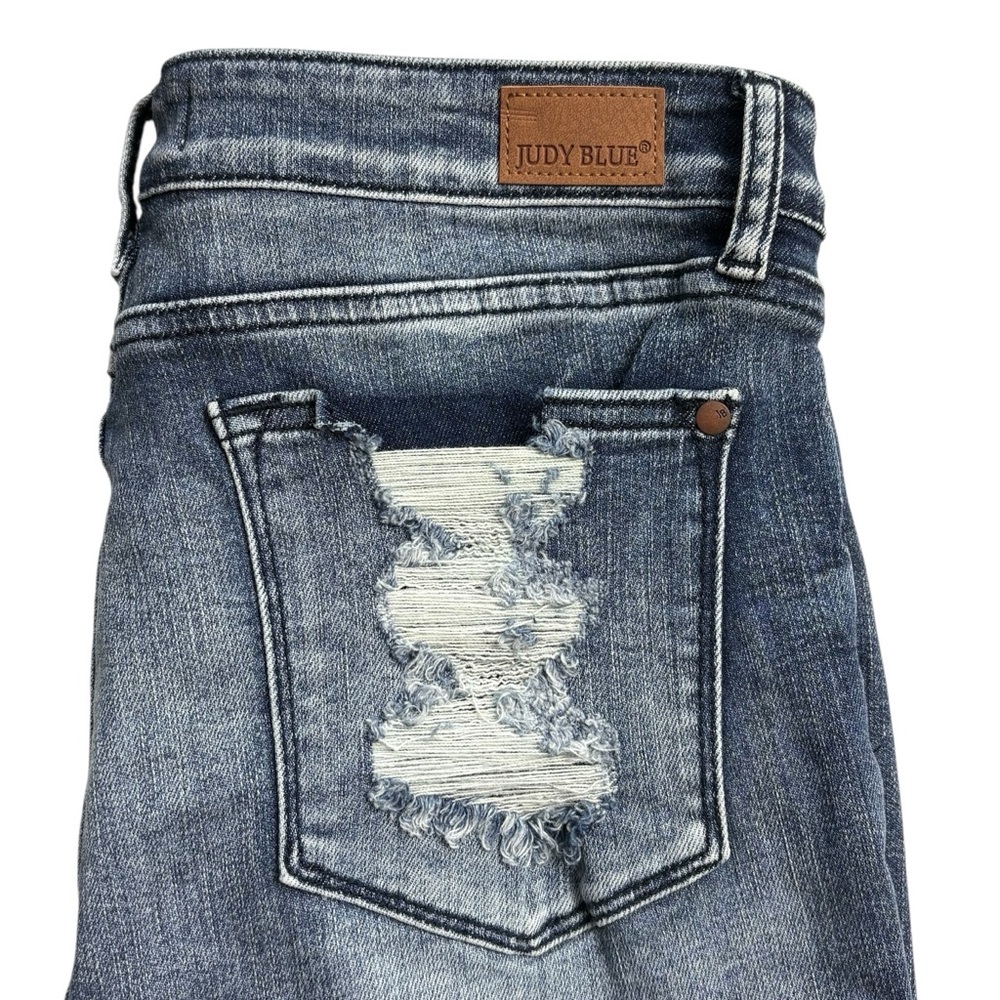 Judy Blue High Rise Raw Hem Relaxed Fit Jeans 11/30 Distressed Crop 88191 *Read - Picture 7 of 15